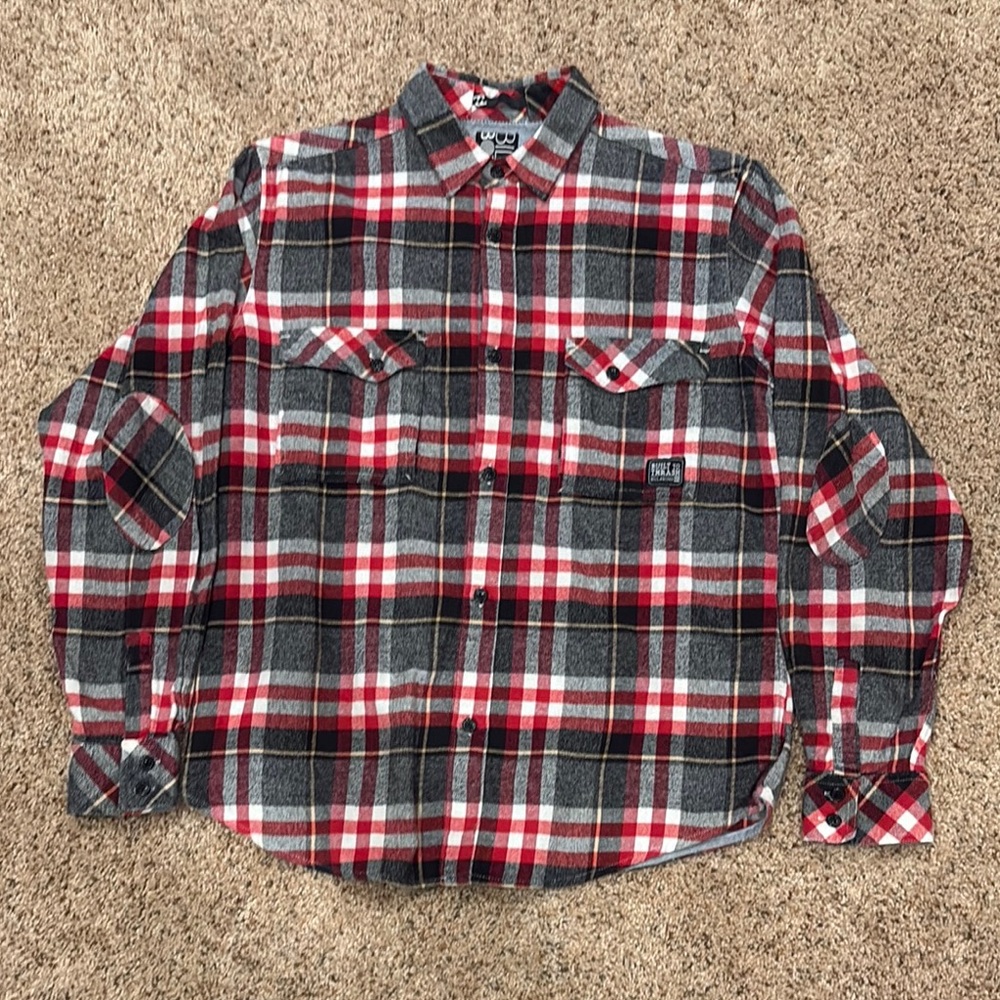 Billabong Red and Gray Casual Button Down Shirt